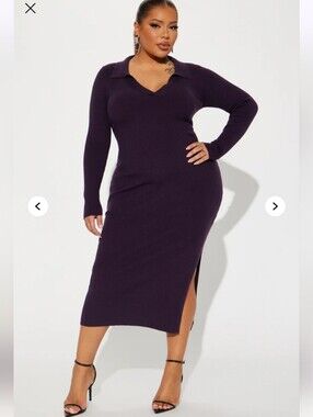 Fashion Nova Corporate Comfort Sweater Midi Dress - Purple 1X (NWOT)